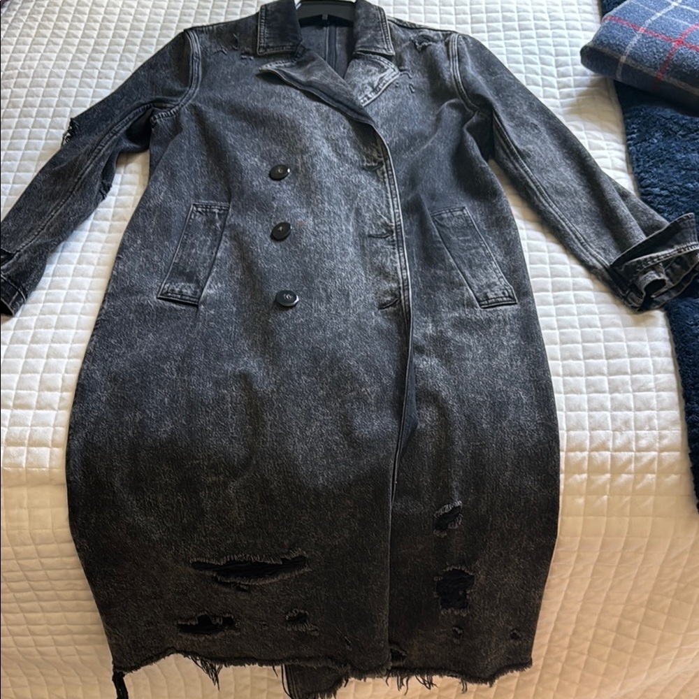 Alexander Wang Distressed Black Denim trench coat